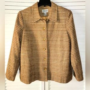 Alfred Dunner Brown Tweed Button-Front Blazer